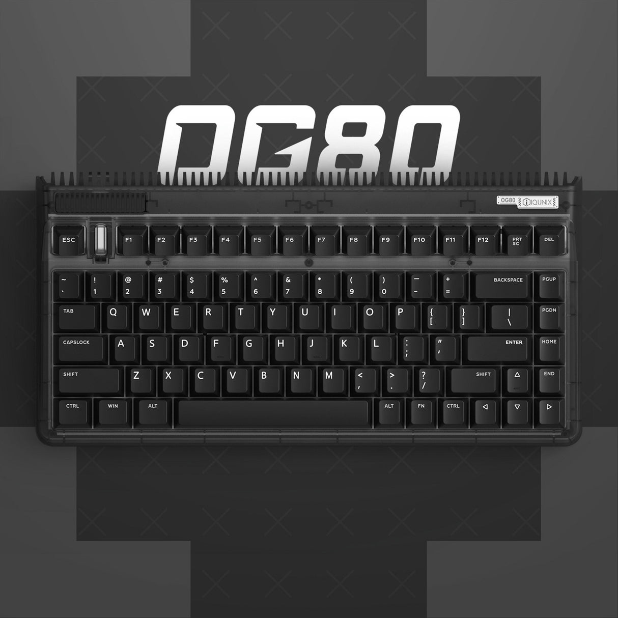 Iqunix og80 mørk side trådløst mekanisk tastatur (sort, us layout (qwerty), gateron brun, 80% (tkl), rgb lysdioder, hot-swappable, pbt, 2.4ghz | bluetooth 5.1 | usb-c)