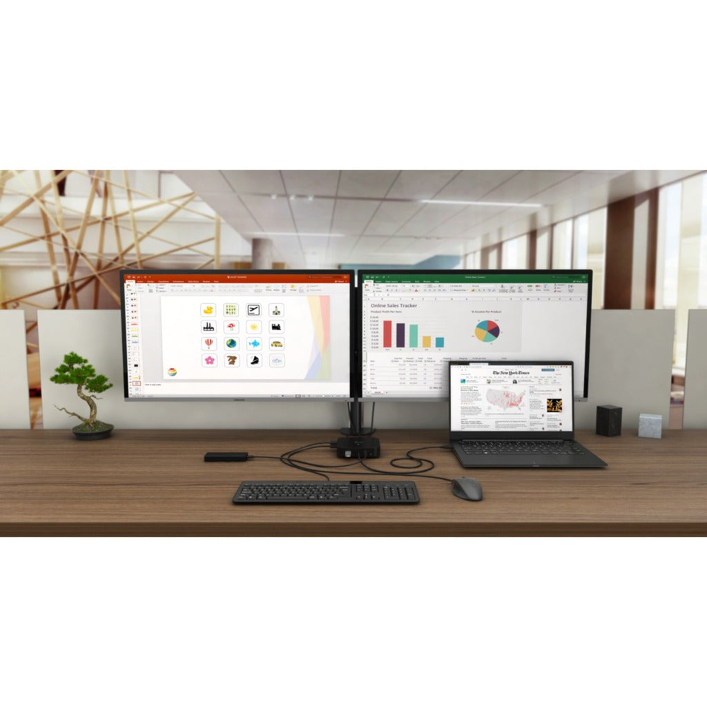 I-tec USB-C HDMI DP-dockingstation med strømforsyning 65W + universaloplader 77 W (sort)