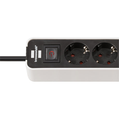 Brennerstuhl ecolor strømskinne med 2 USB-C ladestik | 4-fold | hvid sort | 1,5m h05vv-f 3g1,5 - 1153240126