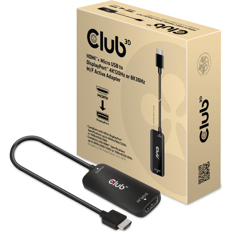 Club 3D HDMI + Micro USB til DisplayPort aktiv adapter (sort, 4K120Hz 8K30Hz M-F)