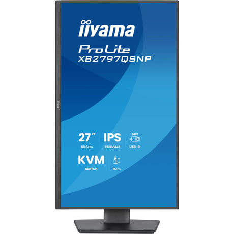 Iiyama prolite xb2797qsnp-b1 27 skærm (sort, HDMI, skærmport, 2x USB-A, 2x USB-C, RJ-45)