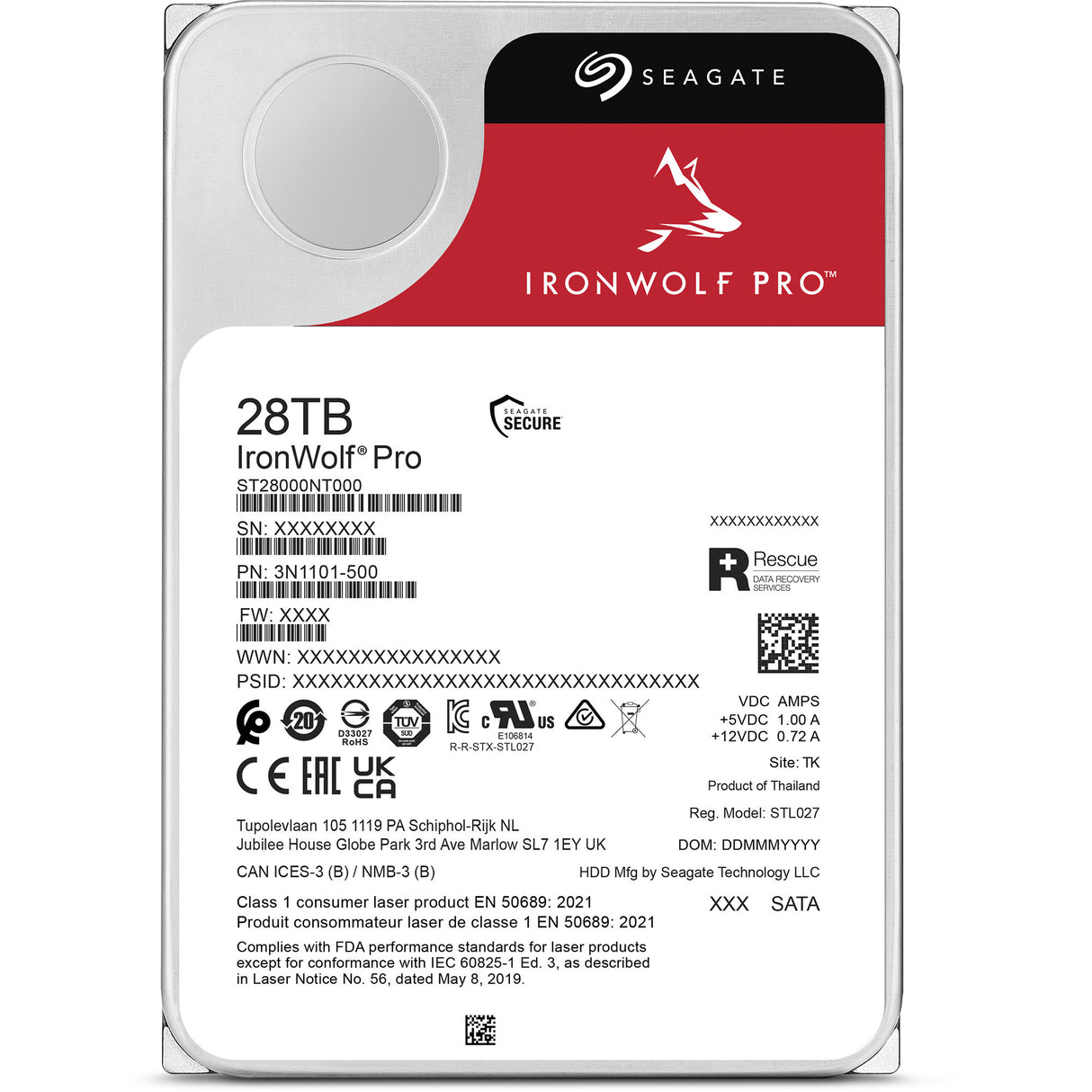 Seagate ironwolf pro 28 TB harddisk (ST28000NT000, SATA 600, 24 7)