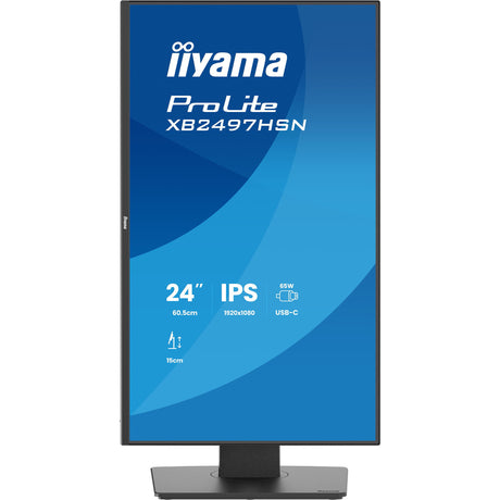 Iiyama prolite xb2497hsn-b1 23.8 skærm (sort (mat), 100 Hz, HDMI, skærmport, USB-C, lyd, LAN)
