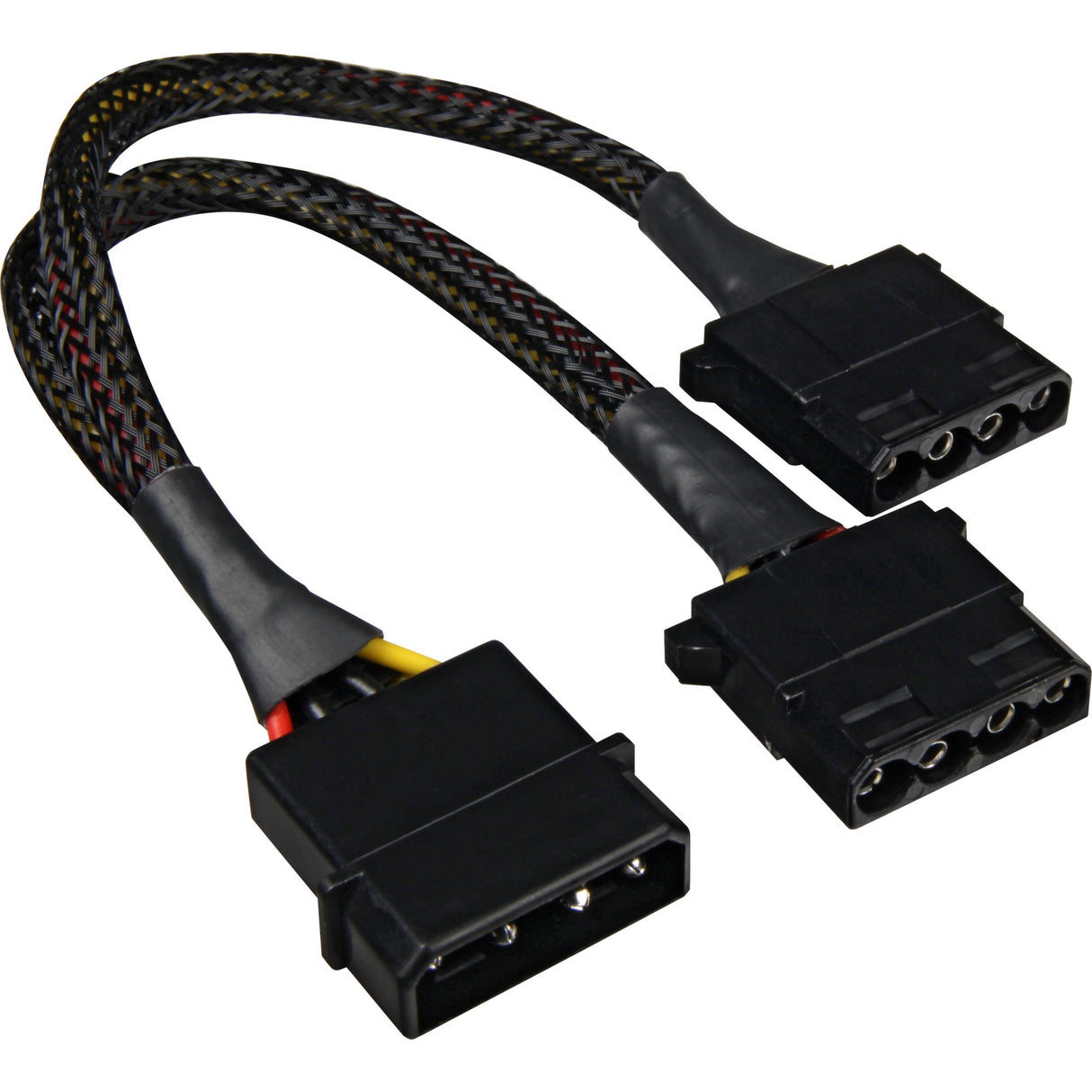 Sharkoon 5,25 4-benet (han) til 5,25 4-benet (hun) Y-power splitterkabel (sort, 6 tommer)