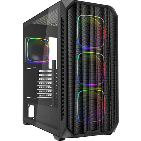 Sharkoon ak5m rgb midi tårnhus (sort | 2x usb-a | 1x usb-c | rgb | hærdet glas)
