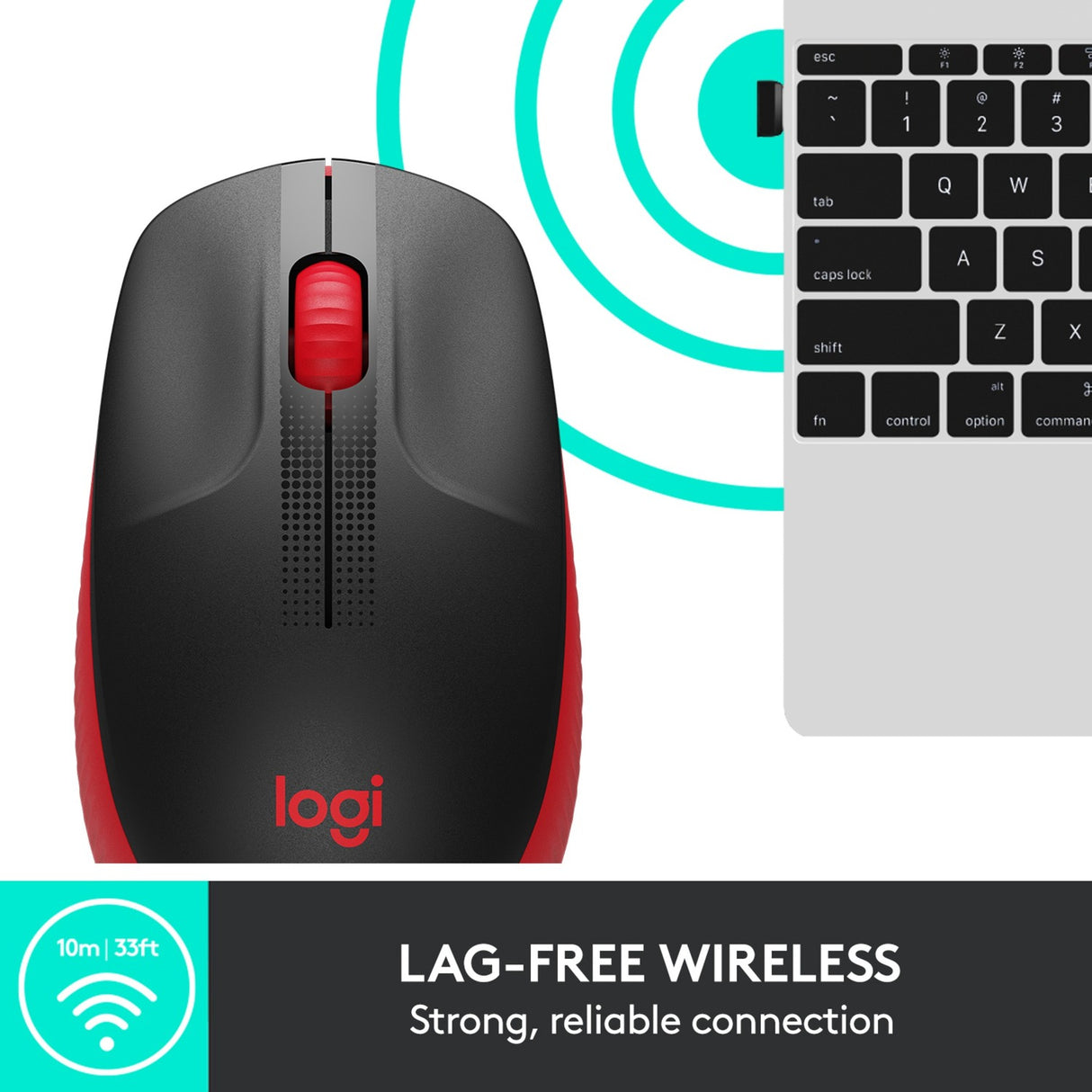 Logitech m190 trådløs mus i fuld størrelse (rød, 1000 dpi)