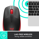 Logitech m190 trådløs mus i fuld størrelse (rød, 1000 dpi)