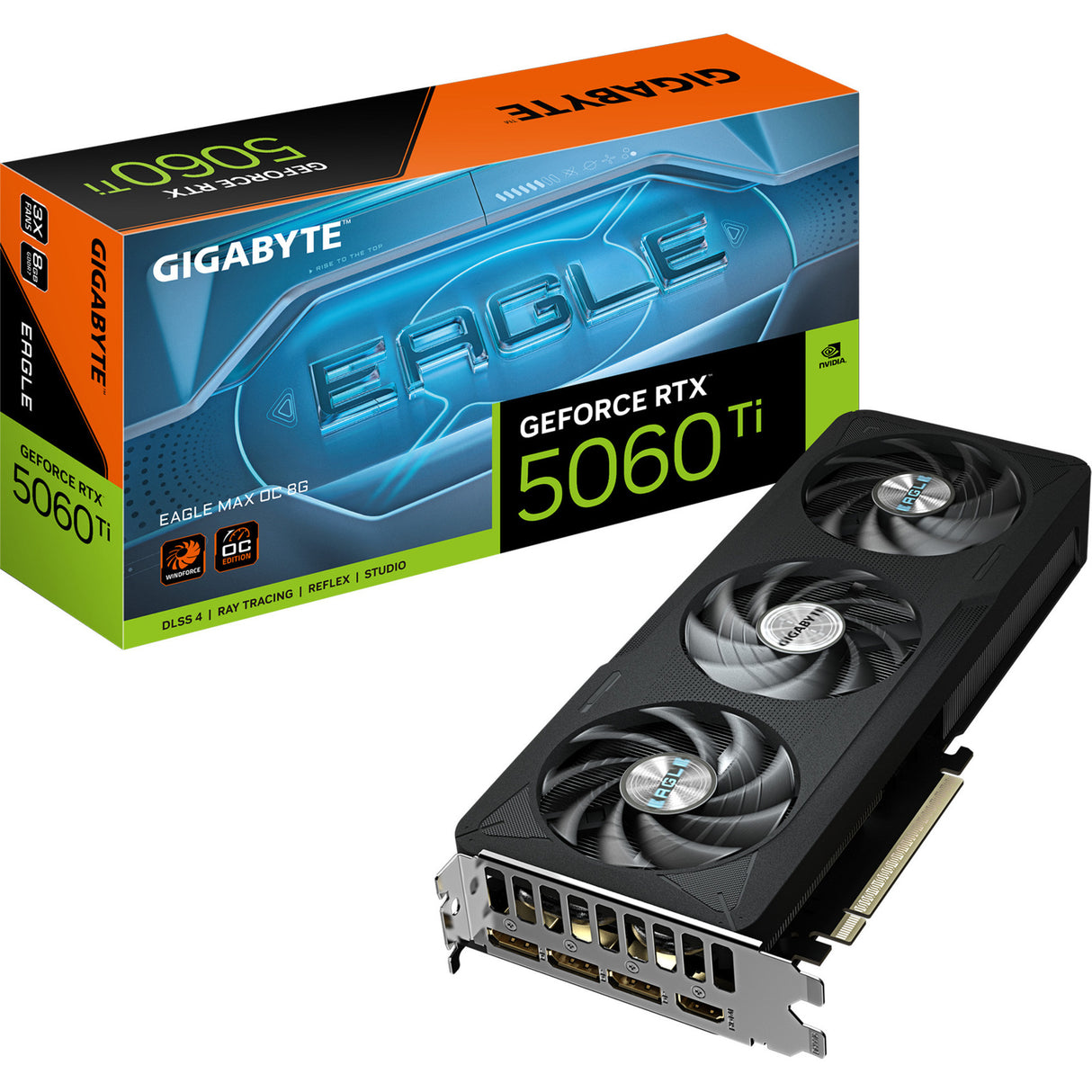 Gigabyte GeForce RTX 5060 Ti Eagle Max OC 8G grafikkort (DLSS 4, 3x Display Port, 1x HDMI 2.1)