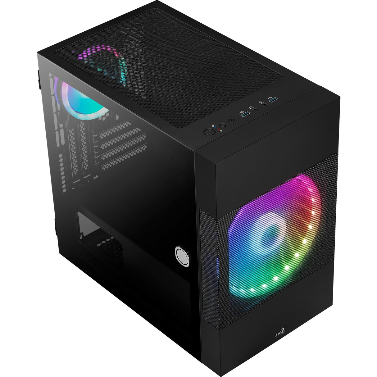 Aerocool atomic v2 mini tårnhus (sort | 2x USB-A | vindue)