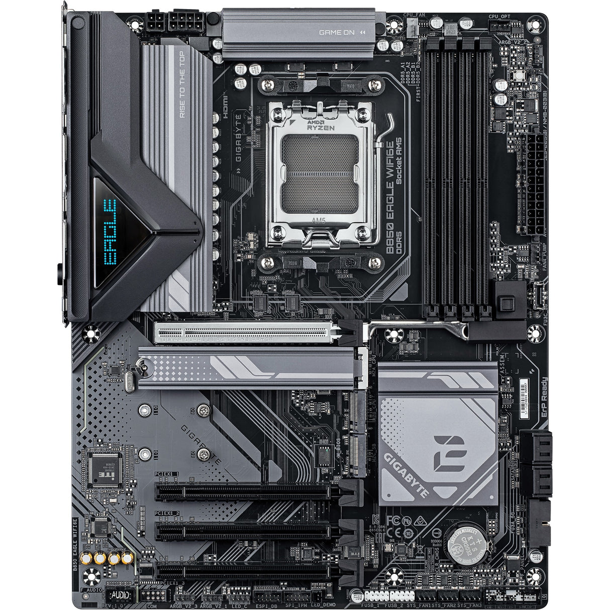 Gigabyte B850 Eagle WiFi6E Socket AM5 bundkort (sort grå, RAID, GB-LAN, WiFi 6e, BT, lyd, ATX)