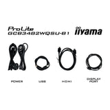 Iiyama G-Master Black Hawk GCB3482WQSU-B1 34 buet Ultrawide Gaming Monitor (sort, 2x HDMI, Display Port, 2x USB-A, USB-B, 2x USB-C, 120 Hz)