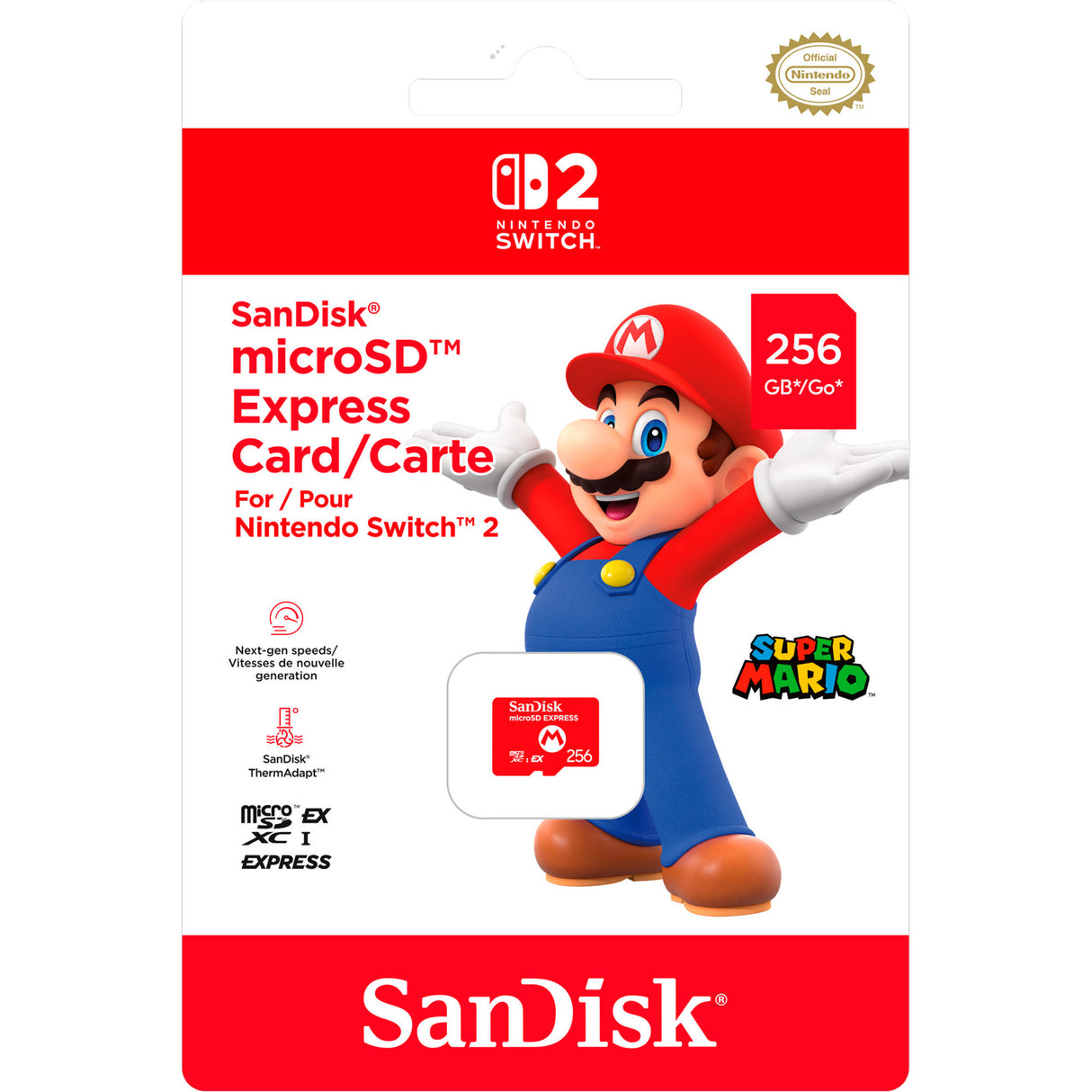 Sandisk nintendo switch 2 mircosd express kort 256 gb hukommelseskort