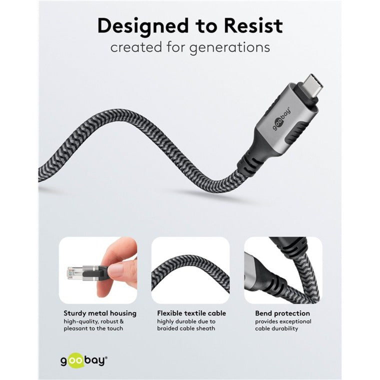 Goobay netværksadapter USB-C 3.2 gen1 til RJ-45 (sort sølv, 2 meter)