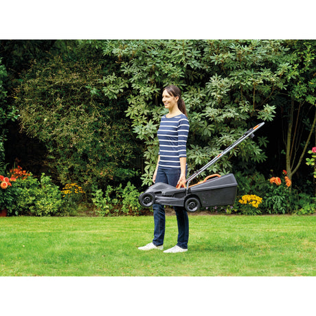 Black+decker 1000w 32cm plæneklipper + 250w græstrimmer (sort orange, græsplæner op til 250m²)