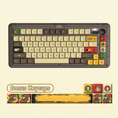 Iqunix zx75 happy ape trådløst mekanisk tastatur (brunt, us-layout (qwerty), ttc holy panda, 75%, rgb-lysdioder, hot-swappable, double-shot pbt, 2.4ghz | bluetooth 5.1 | usb-c)