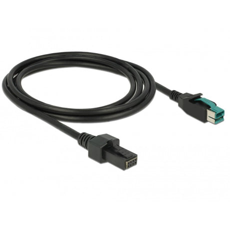 Delock-drevet USB-kabel han 12 V > 2 x 4 ben han til POS printere og terminaler (sort, 2 meter)
