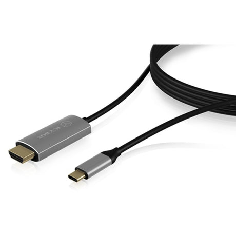Icy box ib-cb020-c - usb-c (han) > hdmi (han) kabel (sort, 1,8 meter)