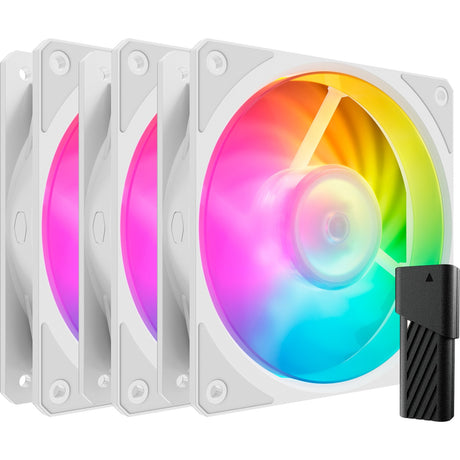 Cooler master mobius 120p argb 120x120x25 kabinetventilatorer (hvide, 3 stykker, 120 x 120 x 25 mm, pwm)