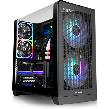 Thermaltake view 390 air midi tårnhus (sort | 2x USB-A | 1x USB-C | hærdet glas)