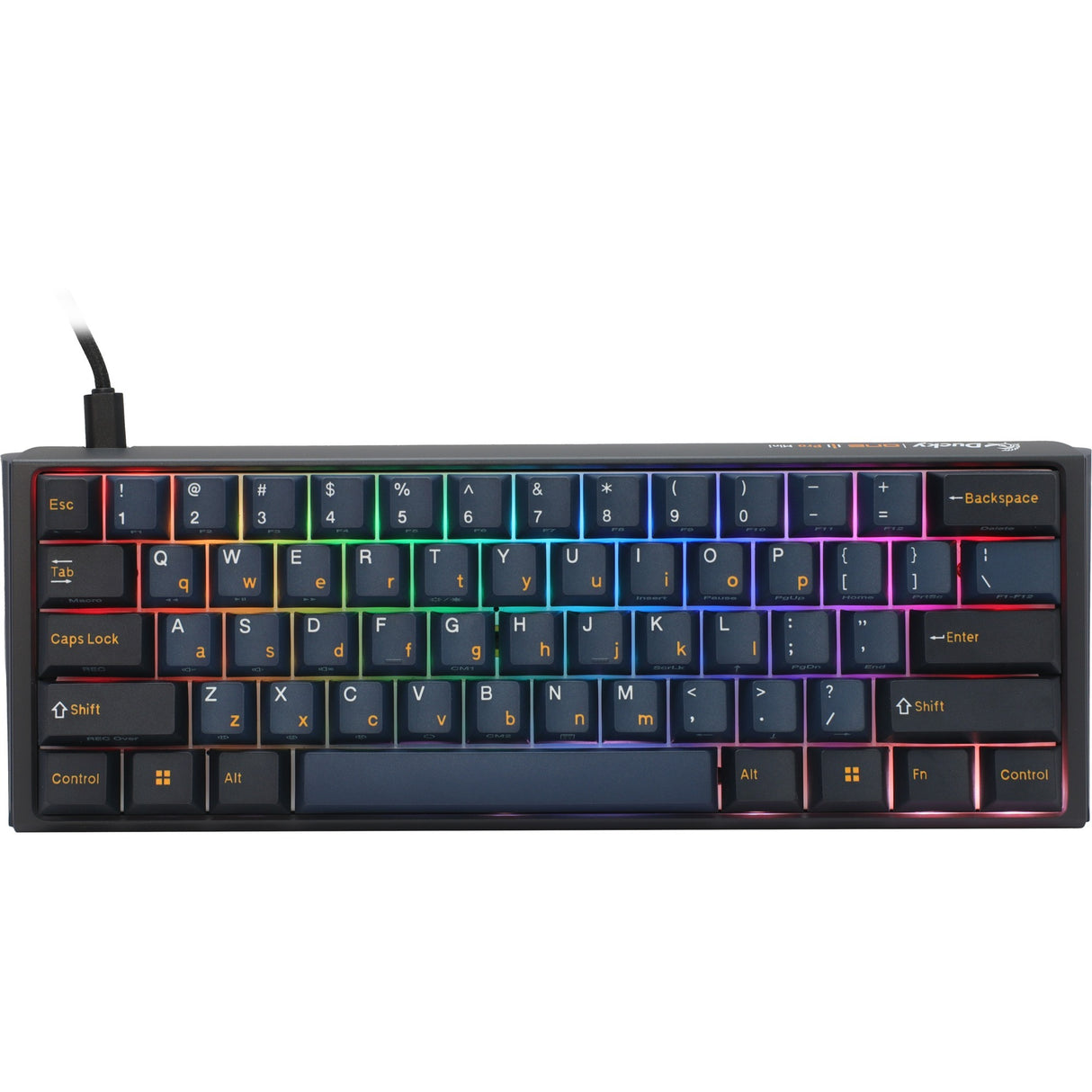 Ducky one 3 pro mini rgb mekanisk gaming-tastatur (sort, us-layout (qwerty), cherry mx2a brown, 60%, rgb led, double-shot pbt, quack mekanik, hot swap)