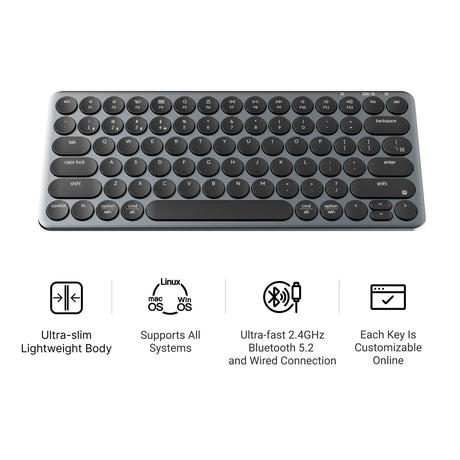 Keychron b3 pro-k1 toetsenbord (grijs, us lay-out (qwerty), scissor switches, 75%, abs keycaps, 2.4 ghz | bluetooth | usb)