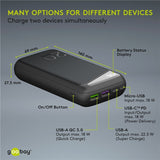 Goobay hurtigopladning powerbank 20.000 mah - 74 wh (sort, USB-C PD, QC 3.0)
