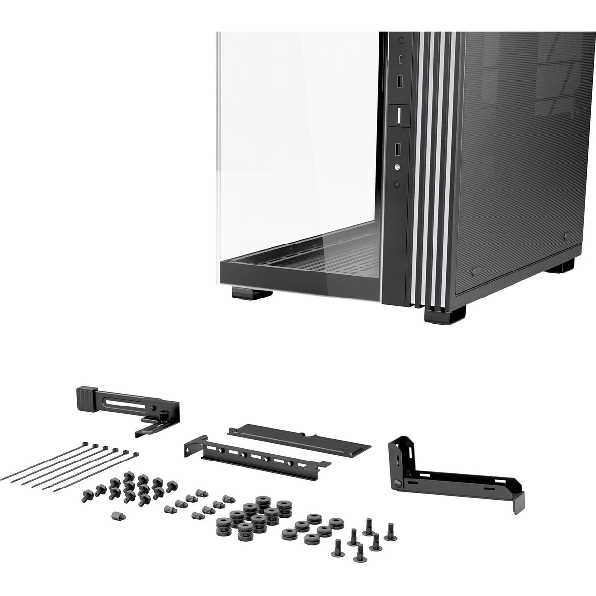 Vær stille! lys base 600 dx midi tårnhus (sort | 2x USB-A | 1x USB-C | RGB | vindue)
