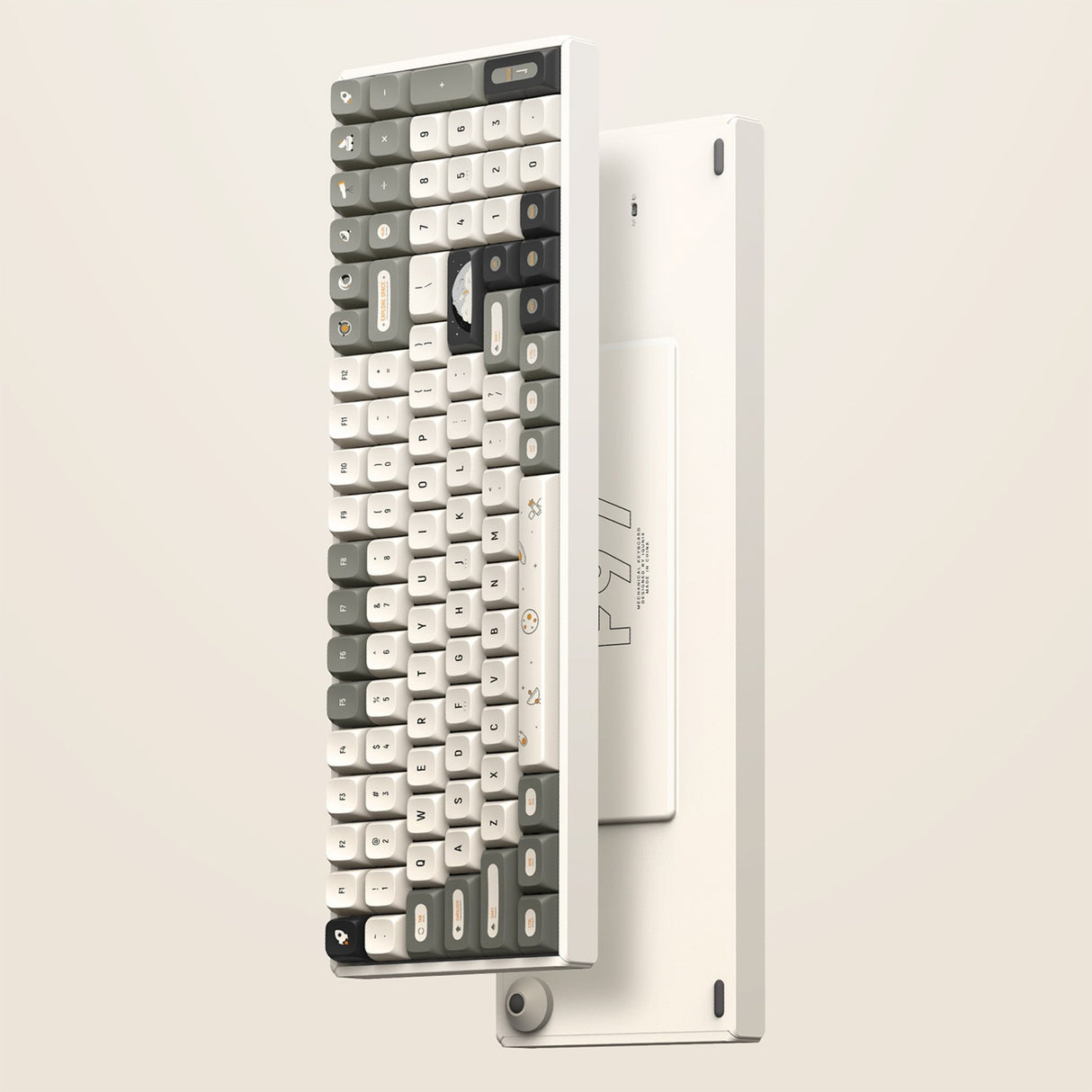 Iqunix f97 hitchhiker trådløst mekanisk tastatur (grå, us-layout (qwerty), cherry mx red, 96%, rgb-lysdioder, hot-swappable, pbt, 2,4ghz | bluetooth 5.1 | usb-c)