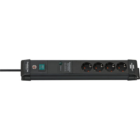 Brennerstuhl premium-line 60.000a strømskinne med overspændingsbeskyttelse 4-vejs sort 1,8m h05vv-f 3g1,5
