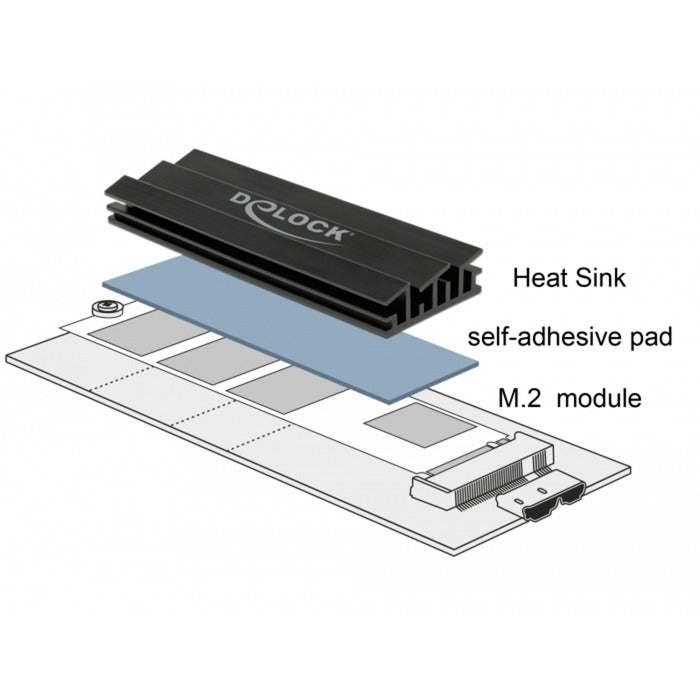 Delock køleplade 70 mm til m.2 modul (sort)