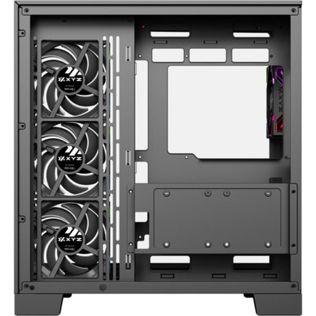 Xyz PC Gear Tesseract A-RGB Midi Tower-hus (sort | 2x USB-A | 1x USB-C | RGB | Hærdet glas)
