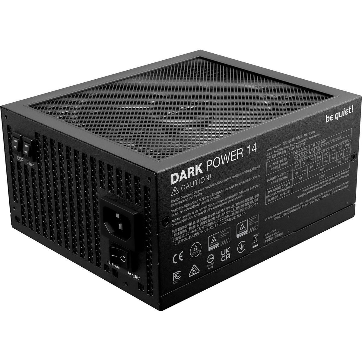 Vær stille! dark power 14 modulær 1000 watt strømforsyning (sort, 1x 12v-2x6, 4x pcie)