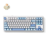 Mchose k87 blå icy creamsicle mekanisk rgb-tastatur (hvid, us-layout (qwerty), kailh box icy creamsicle, 80% (tkl), rgb, hot swap, double-shot pbt, trådløs | bluetooth | usb-c)