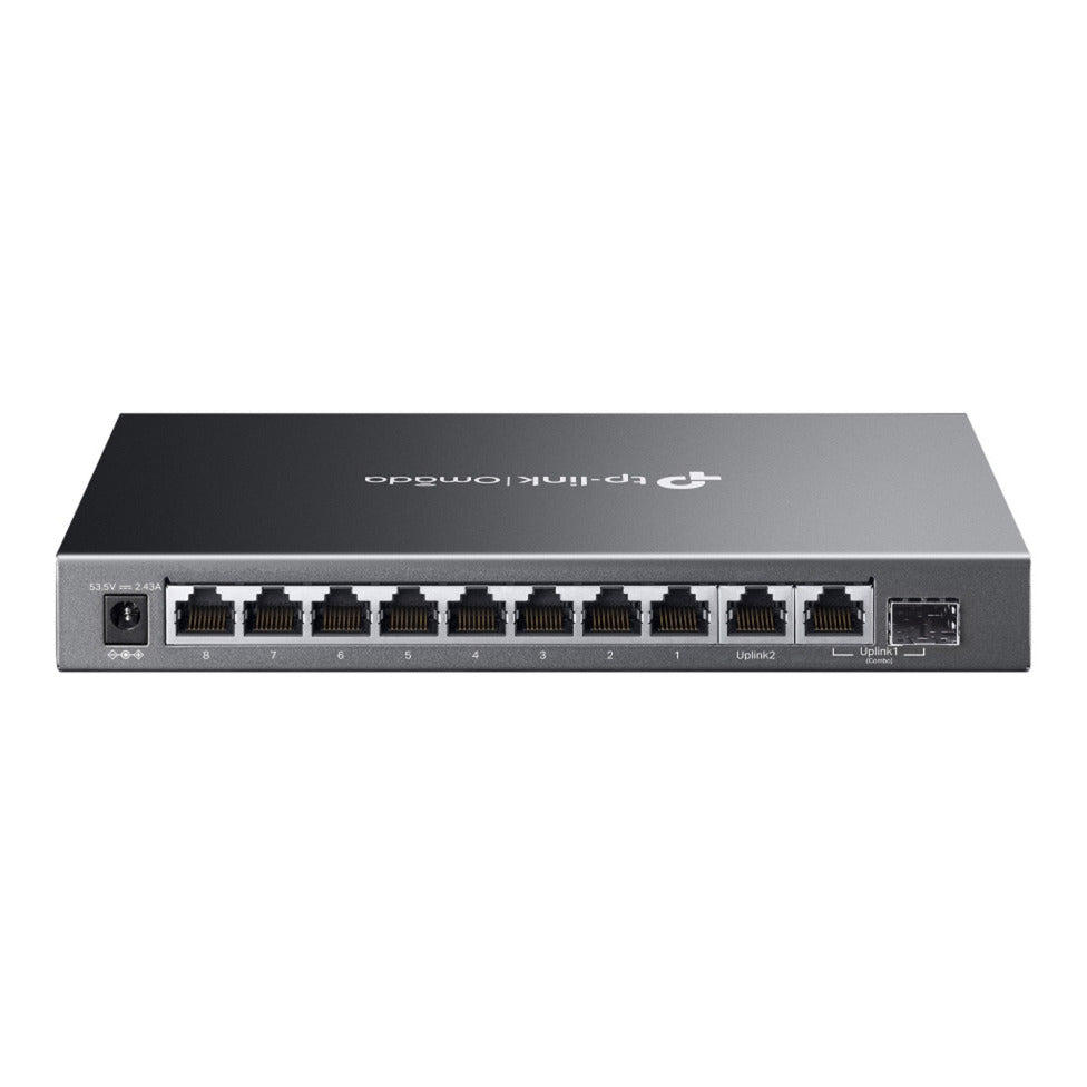 Tp-link omada es210gmp 10-ports gigabit let styret switch (sort, 8x poe+, 1x gigabit sfp)