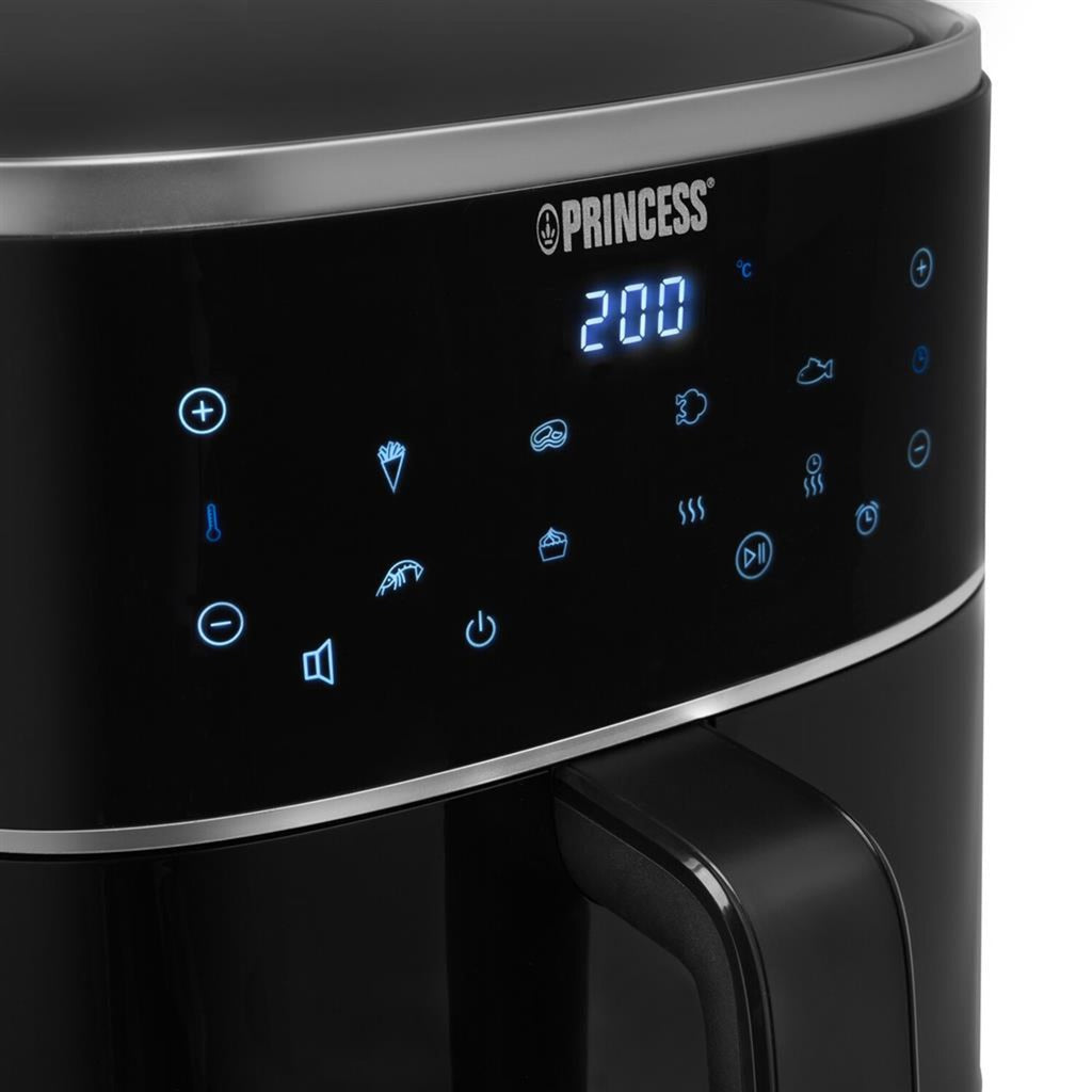 Princess 182238 digital airfryer 4l varmluftsfrituregryde (sort, 4 liter | varmluft | justerbar airfryer-stativ | BPA-fri)