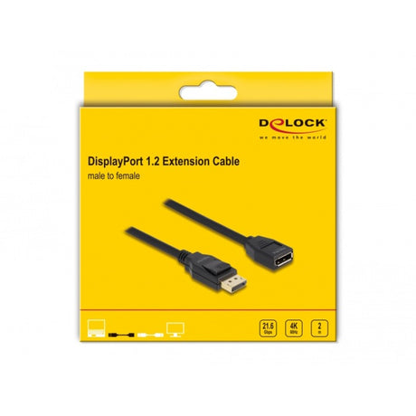Delock displayport 1.2 forlængerkabel (sort, 2 meter, 4k 60 hz)