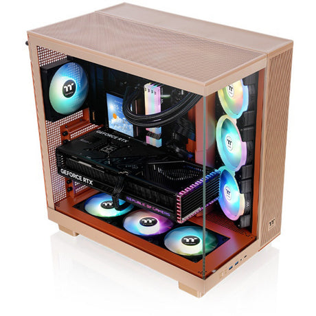 Thermaltake view 380 xl tg argb gravel sand midi tower behuizing (lichtbruin | 2x usb-a | 1x usb-c | rgb | window)