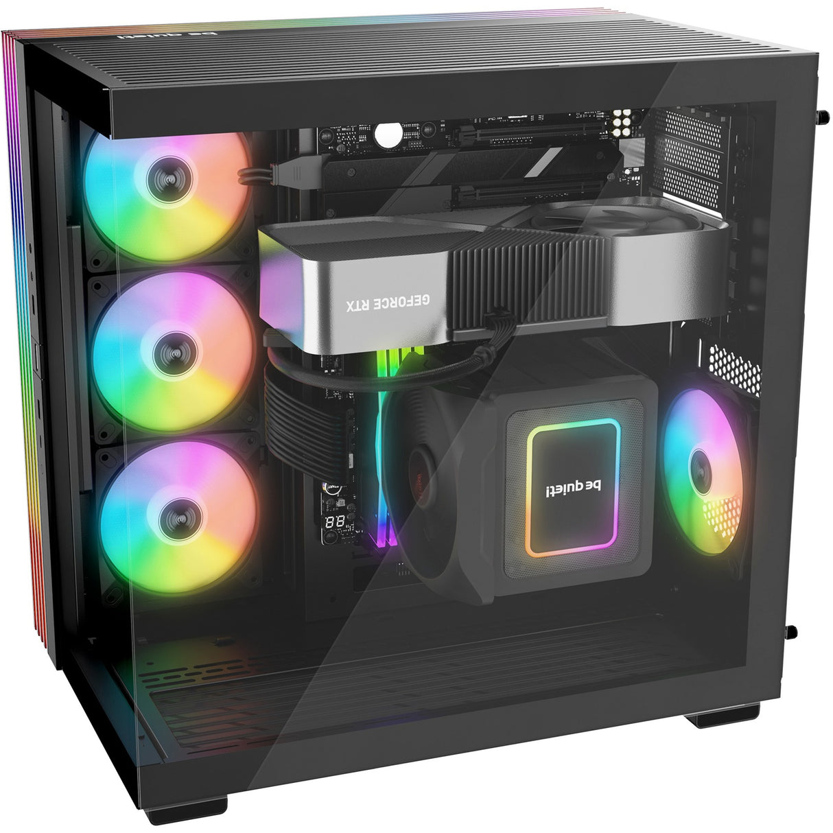 Vær stille! lys base 600 lx midi tårnhus (sort | 2x USB-A | 1x USB-C | RGB | vindue)
