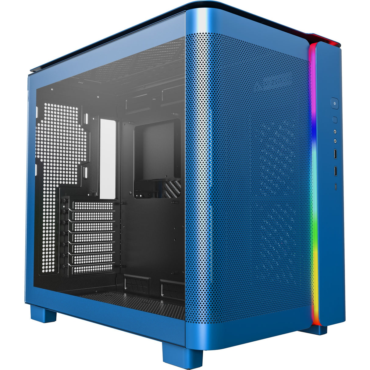 Montech king 95 midi tårnhus (blå | 2x USB-A | 1x USB-C | RGB | hærdet glas)