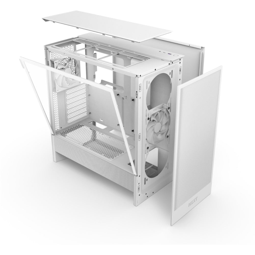 Nzxt h5 flow v2 midi tårnhus (hvid | 1x USB-A | 1x USB-C | hærdet glas)