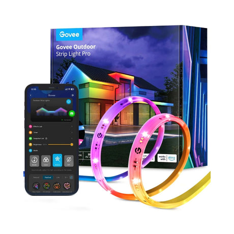 Govee smart udendørs LED strip - 10 meter ip65 - rgbicww - app kontrol - alexa google