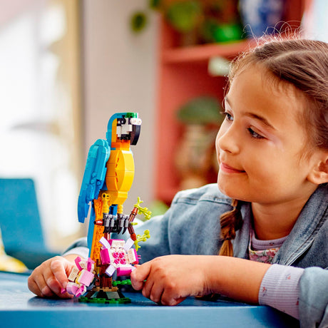 Lego creator 3i1 eksotisk papegøje - frø - fiskedyr legetøjssæt til børn - 31136