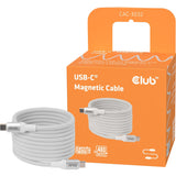 Club 3D USB-C magnetisk spole 240W PD3.1 hvidt kabel, 2 meter kabel (hvid)
