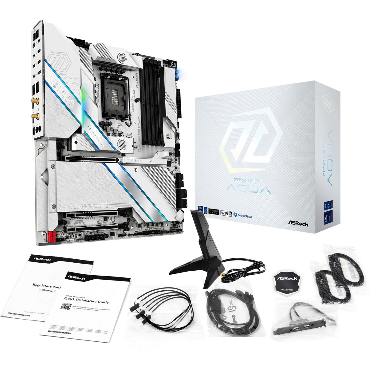 Asrock Z890 Taichi Aqua Socket 1851 bundkort (sort, RAID, 10GB-LAN, 5GB-LAN, Wi-Fi 7, BT, Sound, E-ATX)