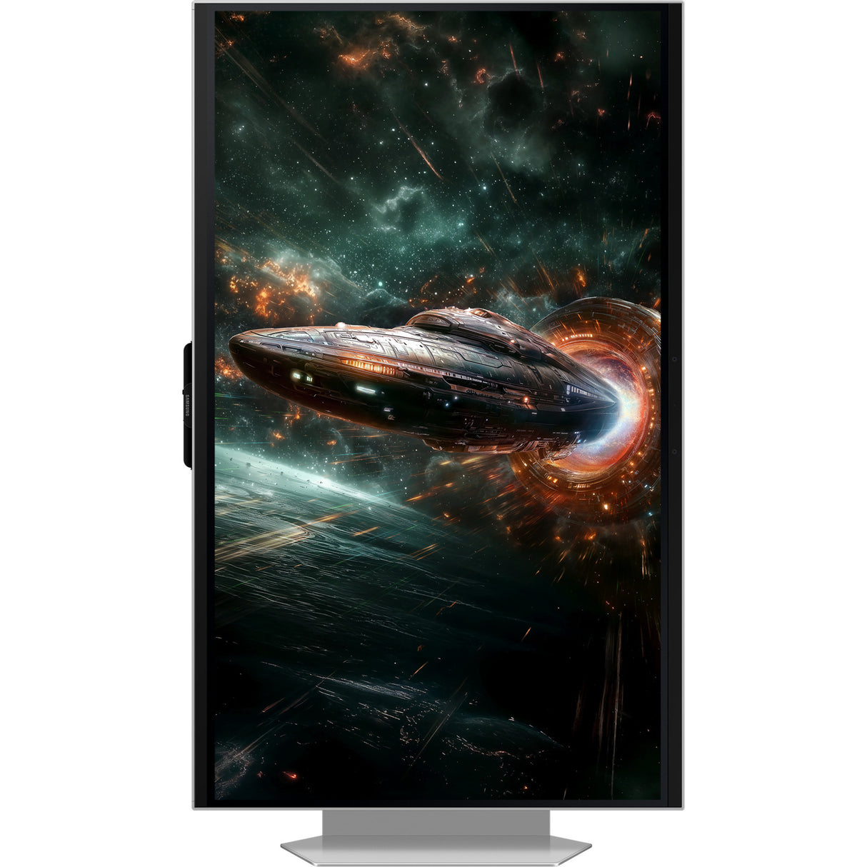 Samsung Odyssey 3D G90XF 27 4K UHD-gamingskærm (sølv, 2x HDMI, DisplayPort, 2x USB-A, USB-B, 165 Hz)
