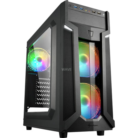 Sharkoon vg6-w rgb midi tårnhus (sort | 4x usb-a | rgb | vindue)