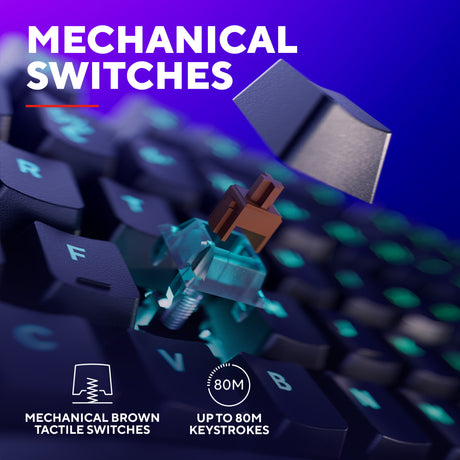 Trust GXT 864 Cada Compact Mechanical TKL Gaming Keyboard (sort, amerikansk layout (Qwerty), Huano Brown, RGB)