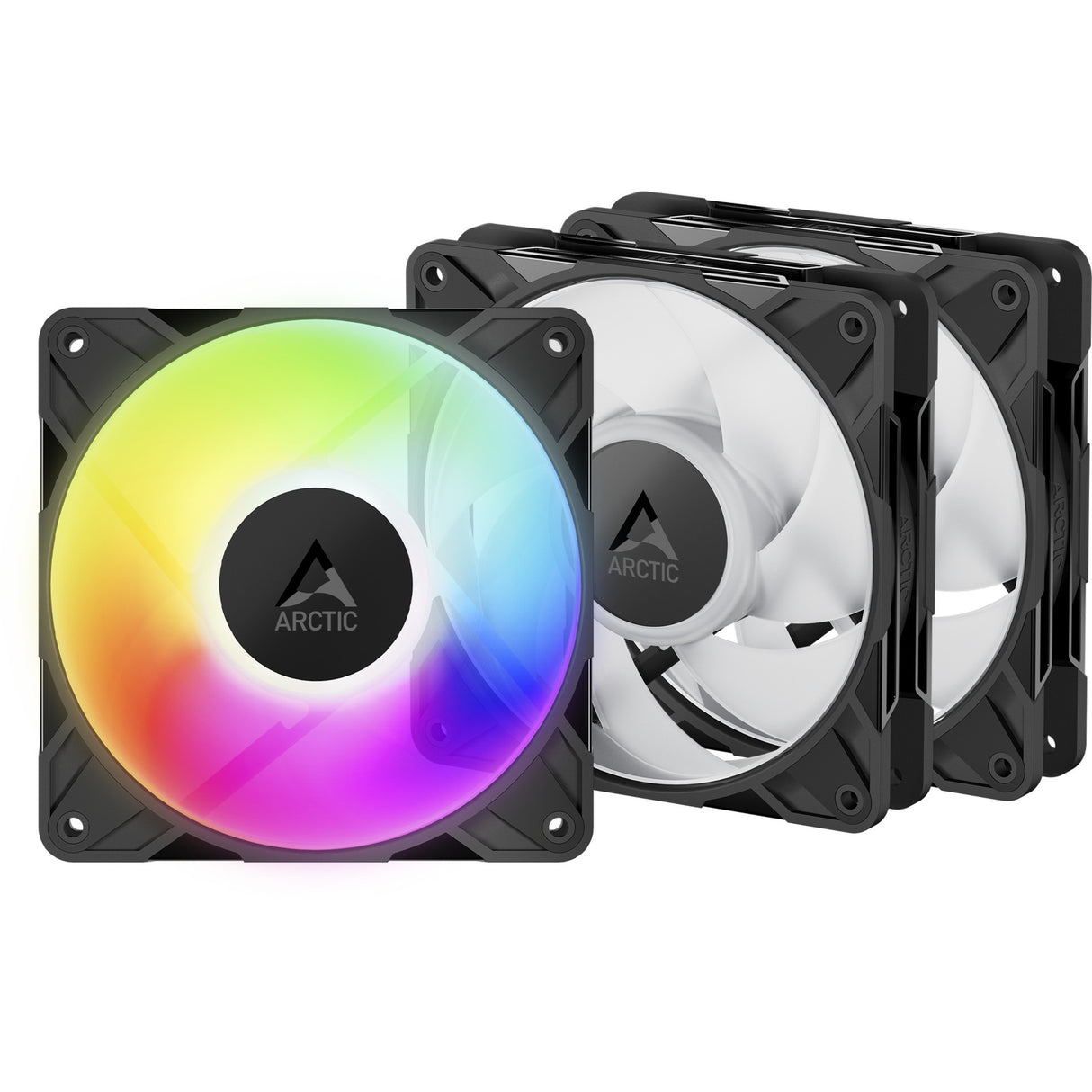 Arctic p12 pro a-rgb kabinet blæsere (sort, 3 stk, 120 x 120 x 25 mm, pwm)
