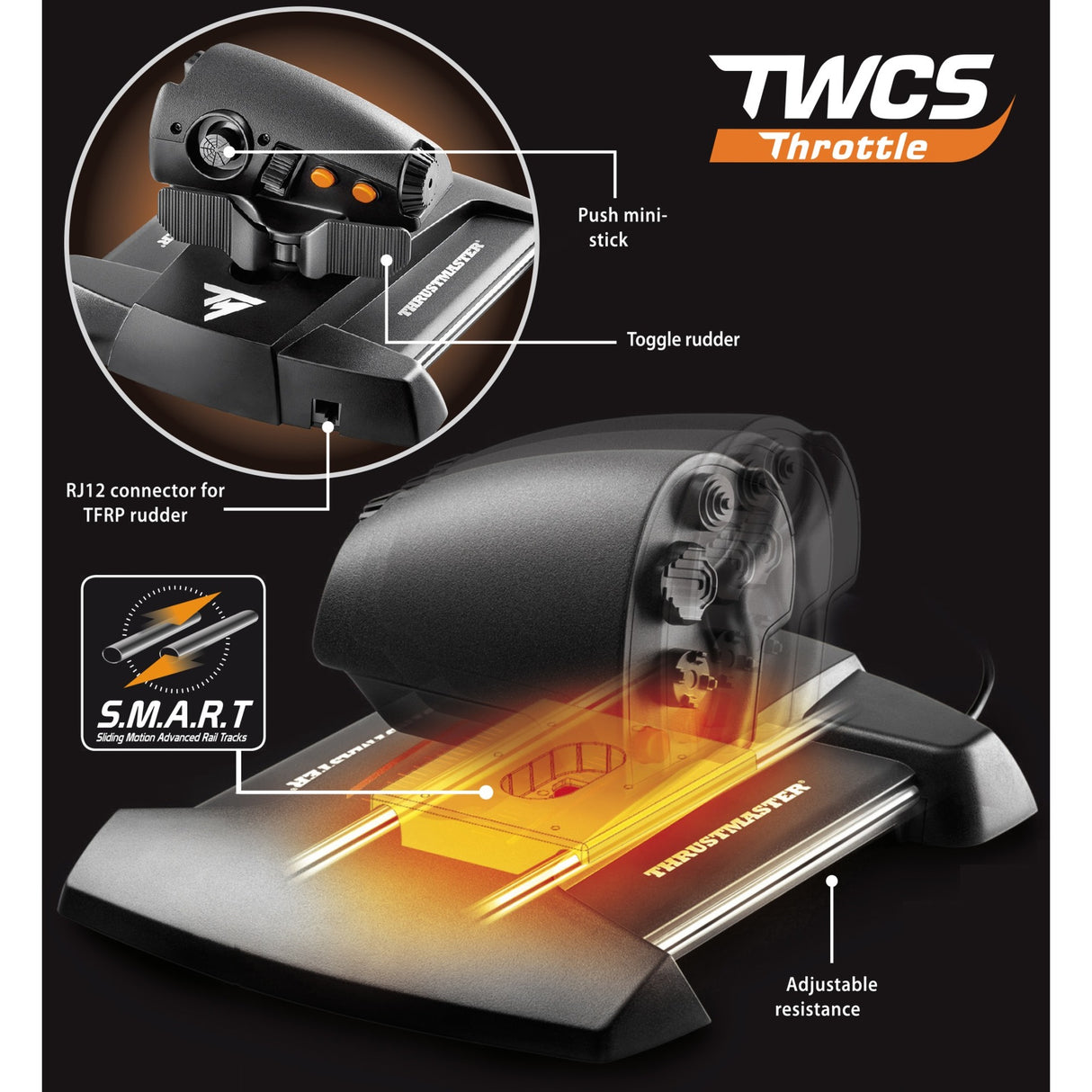 Thrustmaster T.16000M FCS Hotas Gaming Hotas (Sort Orange, PC)