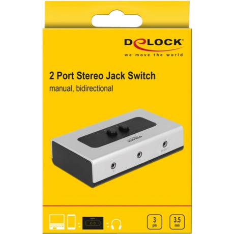 Delock switch stereo jack 3,5 mm 2 port manuel tovejs (grå sort)